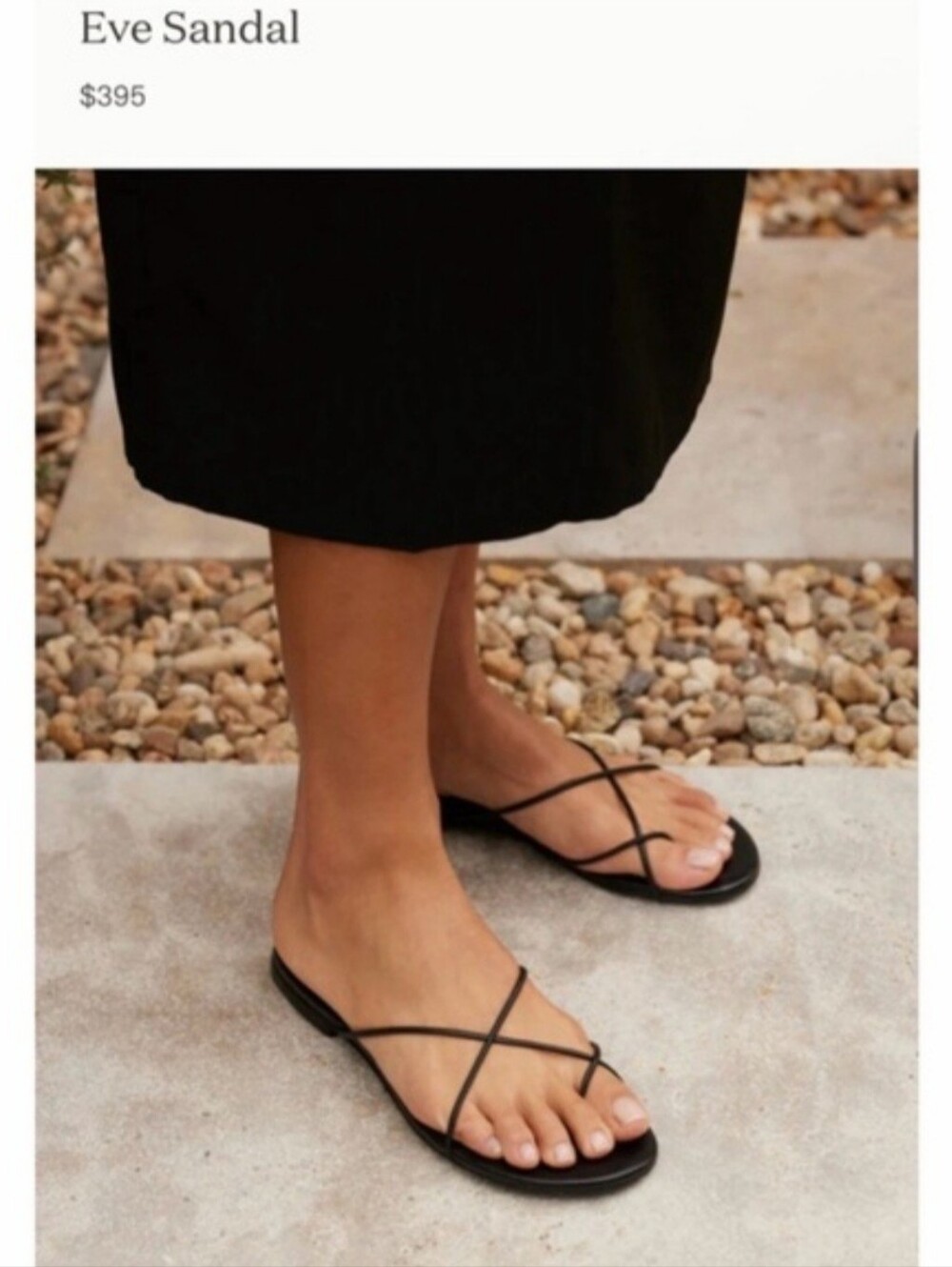 Jenni Kayne Eve Black Minimal Strappy Slide Sandals